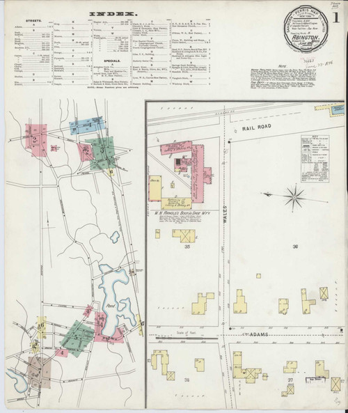 Abington Massachusetts 1896 - Fire Insurance Index - Old Map Reprint