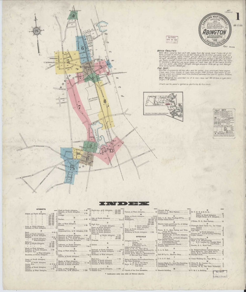 Abington Massachusetts 1915 - Fire Insurance Index - Old Map Reprint