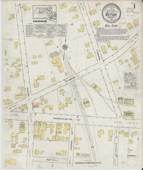 Acton Massachusetts 1916 - Fire Insurance Index - Old Map Reprint