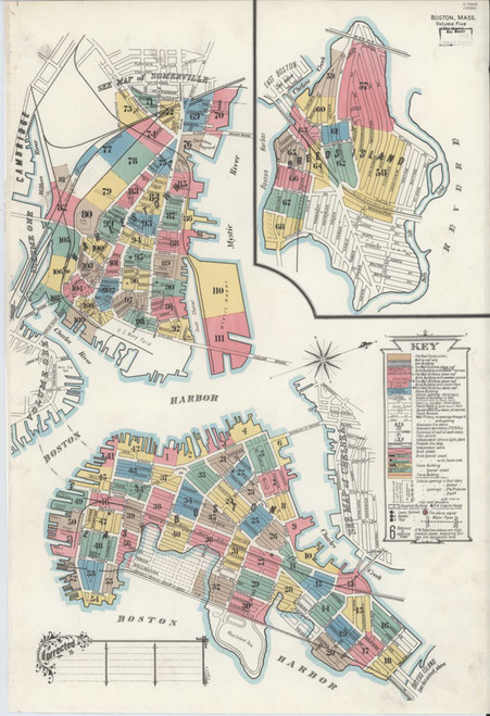 Boston Massachusetts 1900 V5 - Fire Insurance Index - Old Map Reprint