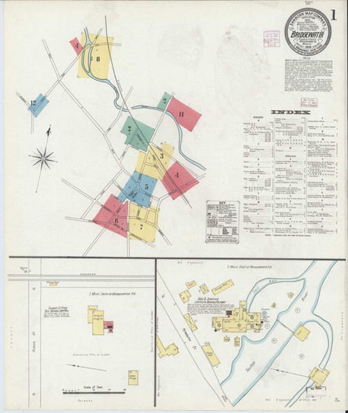 Bridgewater Massachusetts 1906 - Fire Insurance Index - Old Map Reprint