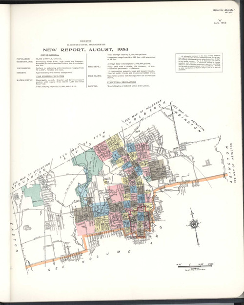 Brockton Massachusetts 1954 V1 - Fire Insurance Index - Old Map Reprint