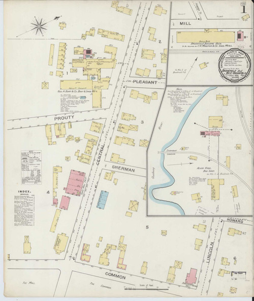 Brookfield Massachusetts 1893 - Fire Insurance Index - Old Map Reprint