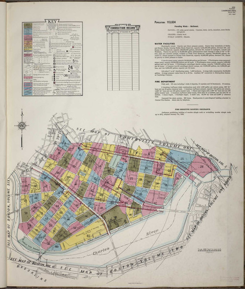 Cambridge Massachusetts 1934 V1 - Fire Insurance Index - Old Map Reprint
