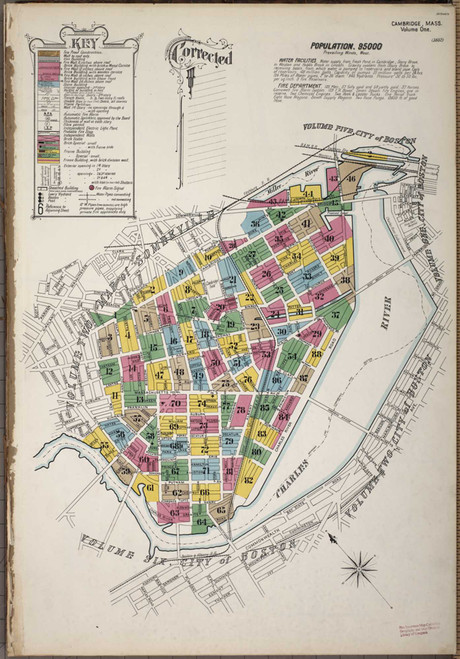 Cambridge Massachusetts 1900 V1 - Fire Insurance Index - Old Map Reprint