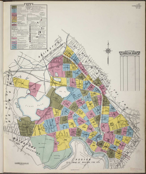 Cambridge Massachusetts 1935 V2 - Fire Insurance Index - Old Map Reprint