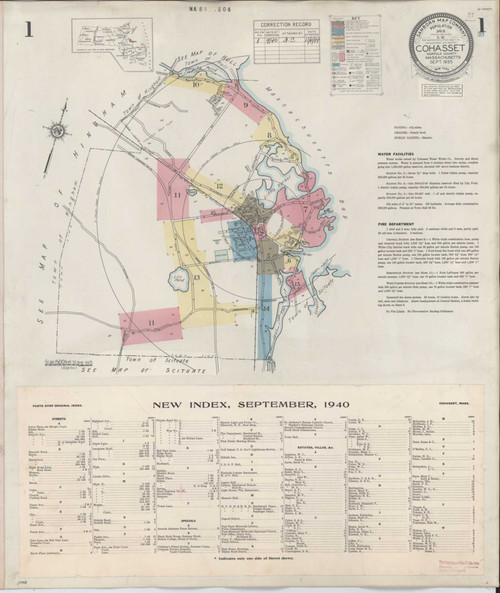 Cohasset Massachusetts 1940 - Fire Insurance Index - Old Map Reprint