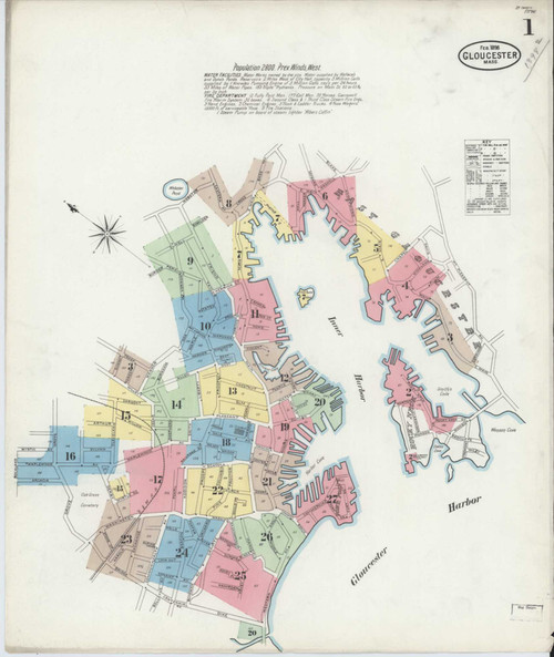 Gloucester Massachusetts 1898 - Fire Insurance Index - Old Map Reprint