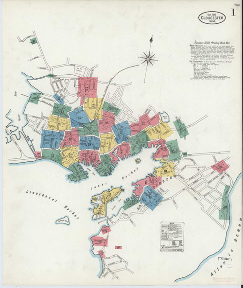 Gloucester Massachusetts 1893 - Fire Insurance Index - Old Map Reprint