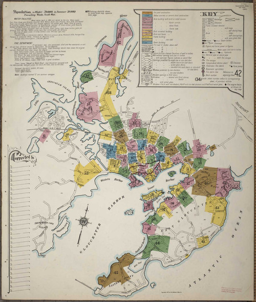 Gloucester Massachusetts 1917 - Fire Insurance Index - Old Map Reprint
