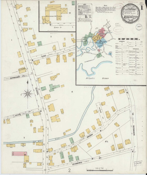 Manchester Massachusetts 1899 - Fire Insurance Index - Old Map Reprint