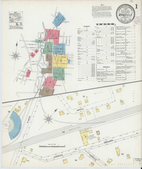 Mansfield Massachusetts 1903 - Fire Insurance Index - Old Map Reprint