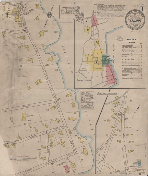 Marion Massachusetts 1921 - Fire Insurance Index - Old Map Reprint
