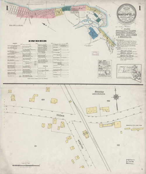 Marshfield Massachusetts 1925 - Fire Insurance Index - Old Map Reprint