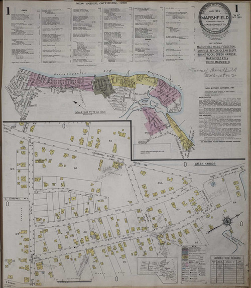 Marshfield Massachusetts 1950 - Fire Insurance Index - Old Map Reprint