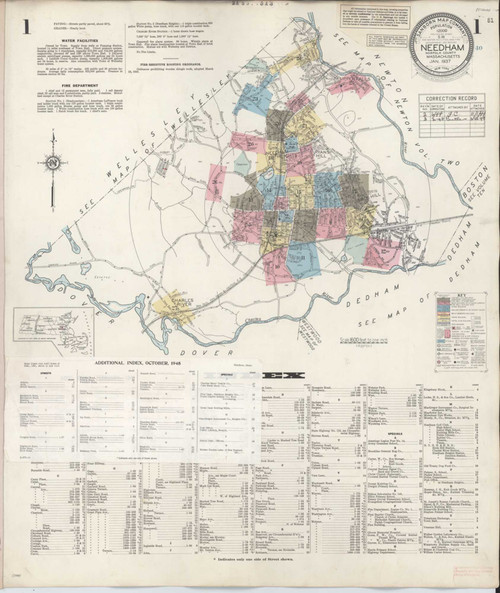 Needham Massachusetts 1948 - Fire Insurance Index - Old Map Reprint