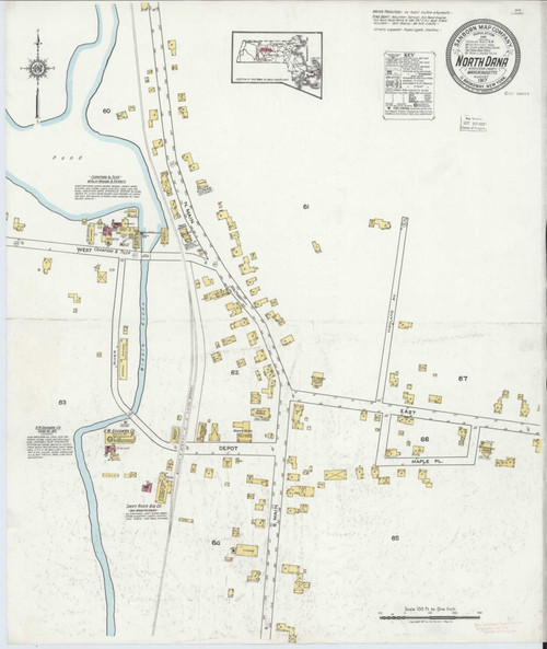 North Dana Massachusetts 1917 - Fire Insurance Index - Old Map Reprint