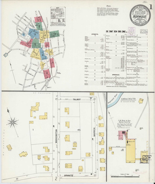 Norwood Massachusetts 1903 - Fire Insurance Index - Old Map Reprint
