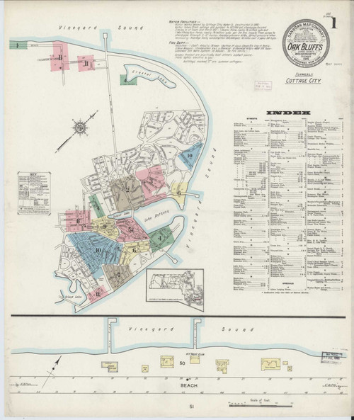 Oak Bluffs Massachusetts 1914 - Fire Insurance Index - Old Map Reprint
