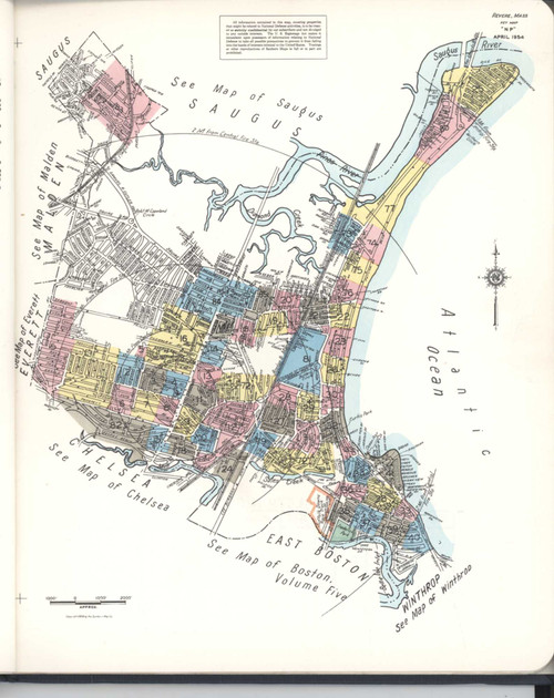 Revere Massachusetts 1954 - Fire Insurance Index - Old Map Reprint