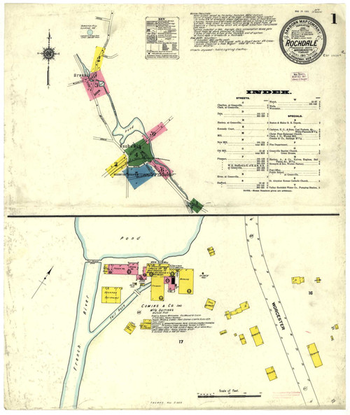 Rochdale Massachusetts 1911 - Fire Insurance Index - Old Map Reprint