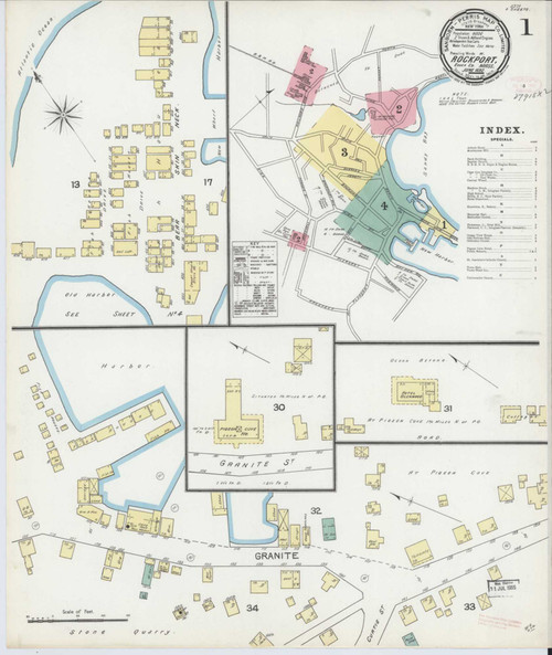 Rockport Massachusetts 1892 - Fire Insurance Index - Old Map Reprint
