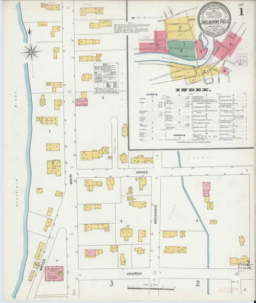 Shelburne Falls Massachusetts 1905 - Fire Insurance Index - Old Map Reprint