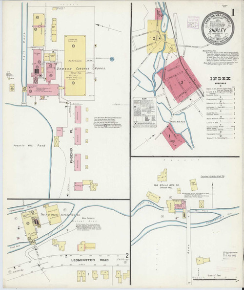 Shirley Massachusetts 1908 - Fire Insurance Index - Old Map Reprint