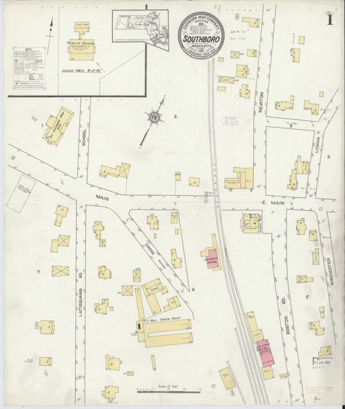 Southboro Massachusetts 1912 - Fire Insurance Index - Old Map Reprint