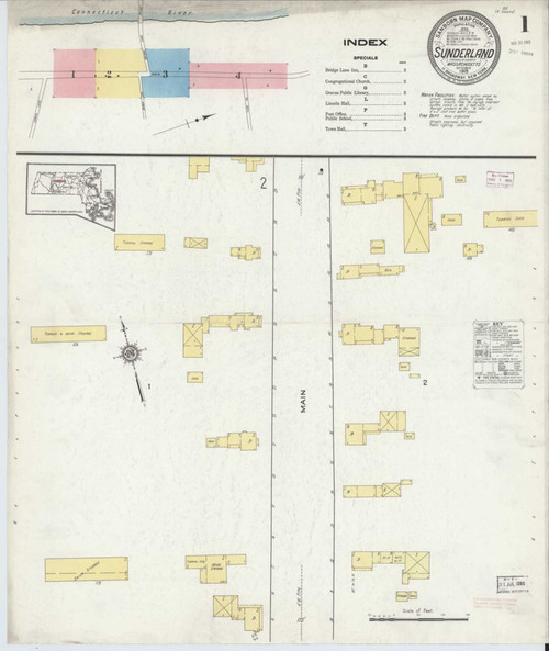 Sunderland Massachusetts 1915 - Fire Insurance Index - Old Map Reprint