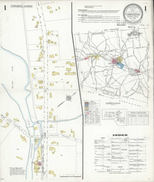 Townsend Massachusetts 1936 - Fire Insurance Index - Old Map Reprint