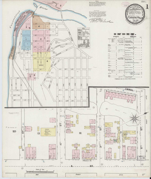 Turners Falls Massachusetts 1889 - Fire Insurance Index - Old Map Reprint