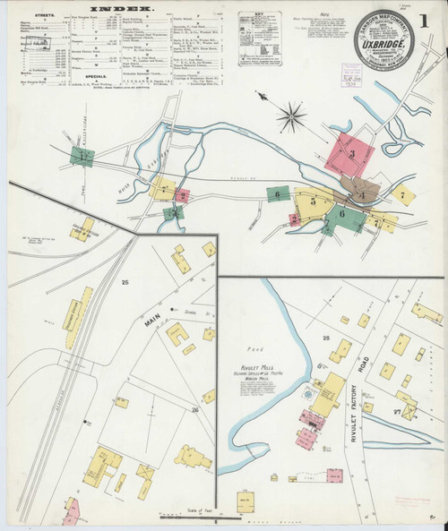 Uxbridge Massachusetts 1903 - Fire Insurance Index - Old Map Reprint