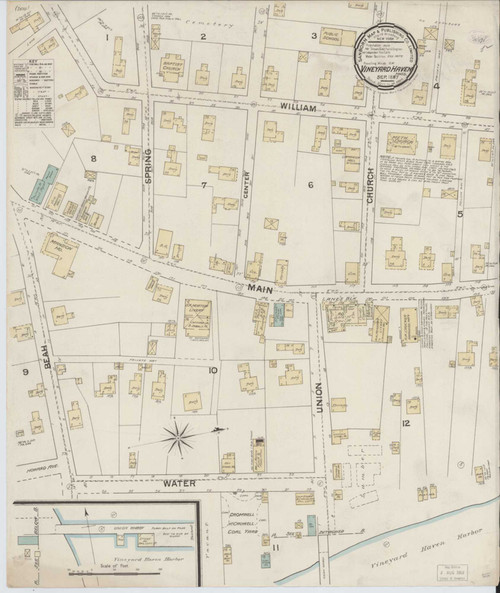 Vineyard Haven Massachusetts 1887 - Fire Insurance Index - Old Map Reprint
