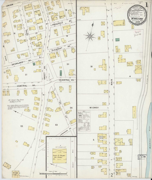 Wareham Massachusetts 1896 - Fire Insurance Index - Old Map Reprint