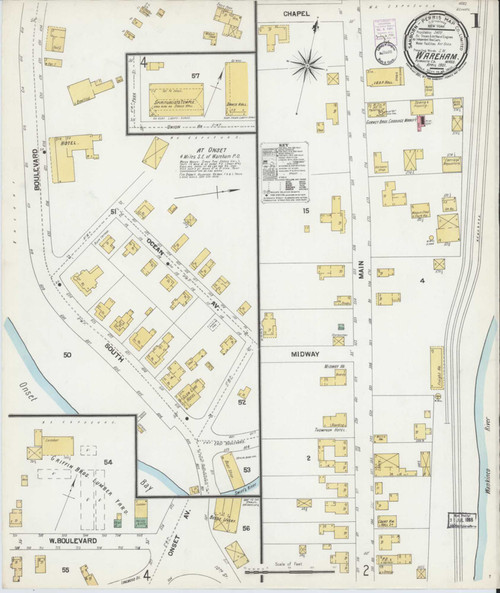 Wareham Massachusetts 1901 - Fire Insurance Index - Old Map Reprint