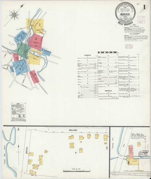 Warren Massachusetts 1906 - Fire Insurance Index - Old Map Reprint