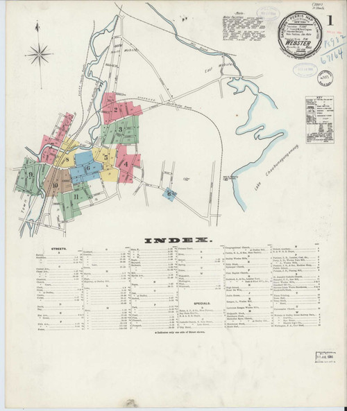 Webster Massachusetts 1898 - Fire Insurance Index - Old Map Reprint