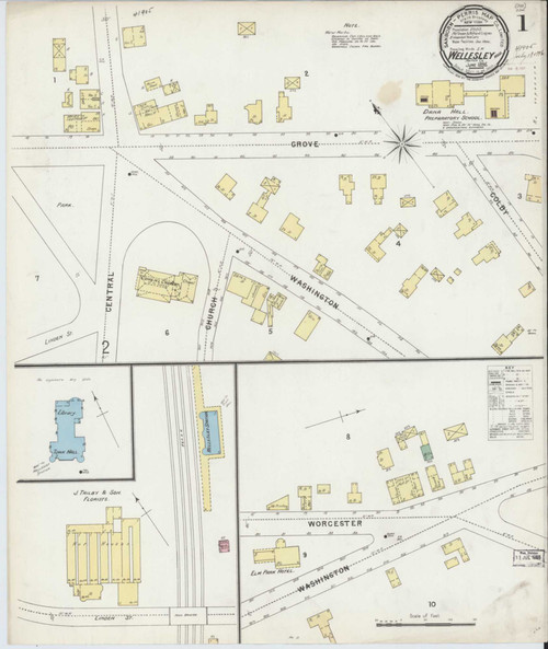 Wellesley Massachusetts 1896 - Fire Insurance Index - Old Map Reprint