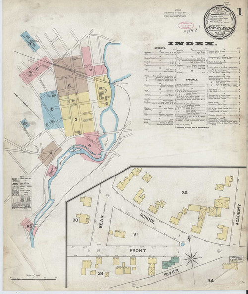 Winchendon Massachusetts 1892 - Fire Insurance Index - Old Map Reprint