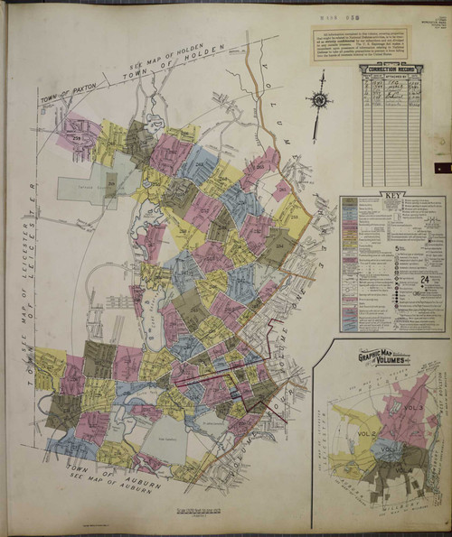 Worcester Massachusetts 1950 V2 - Fire Insurance Index - Old Map Reprint