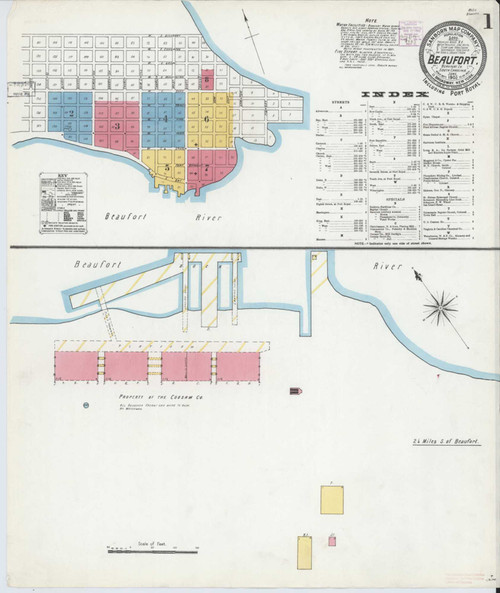 Beaufort South Carolina 1905 - Fire Insurance Index - Old Map Reprint