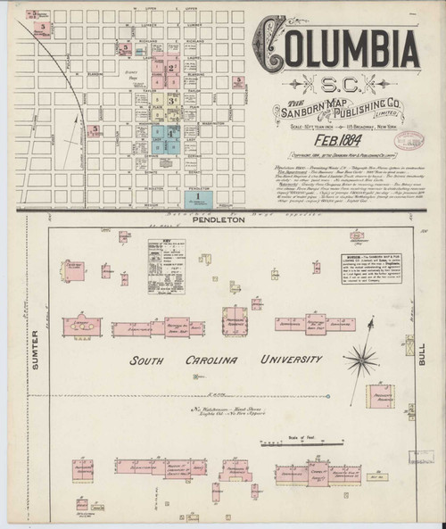 Columbia South Carolina 1884 - Fire Insurance Index - Old Map Reprint