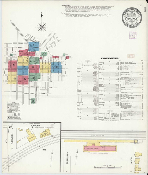 Florence South Carolina 1908 - Fire Insurance Index - Old Map Reprint