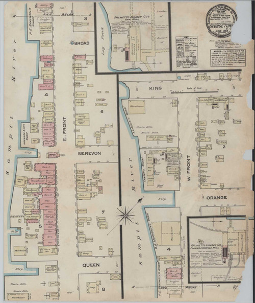 Georgetown South Carolina 1884 - Fire Insurance Index - Old Map Reprint