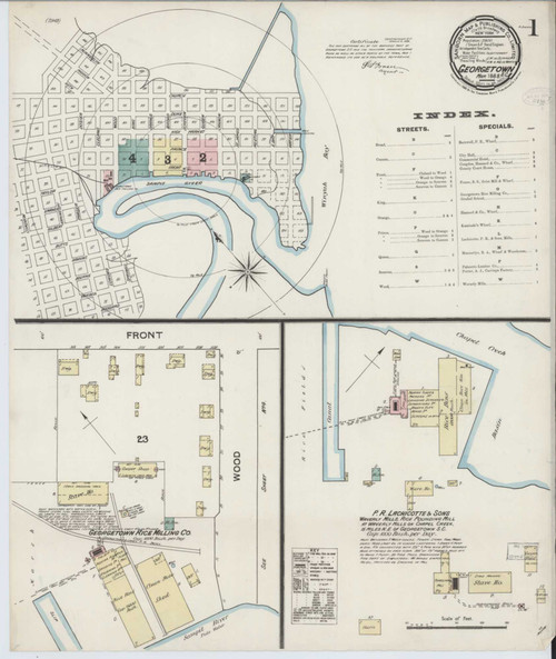 Georgetown South Carolina 1888 - Fire Insurance Index - Old Map Reprint