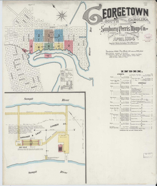 Georgetown South Carolina 1894 - Fire Insurance Index - Old Map Reprint