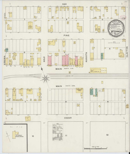 Mccormick South Carolina 1894 - Fire Insurance Index - Old Map Reprint