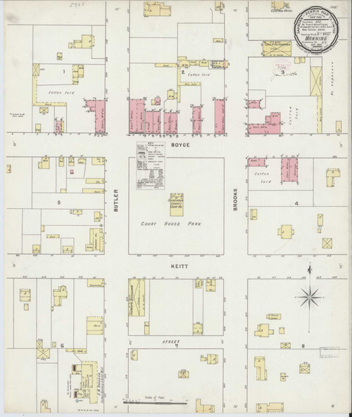 Manning South Carolina 1895 - Fire Insurance Index - Old Map Reprint