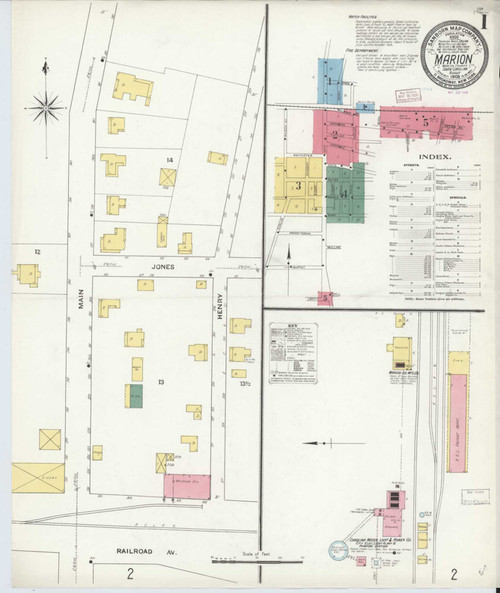 Marion South Carolina 1909 - Fire Insurance Index - Old Map Reprint